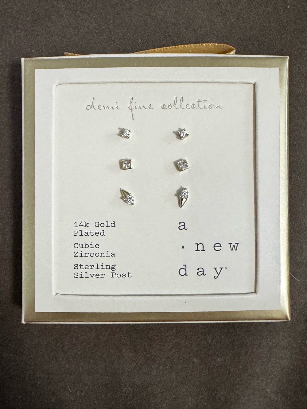 a new day Gold Plated Cubic Zirconia Earring Set - White